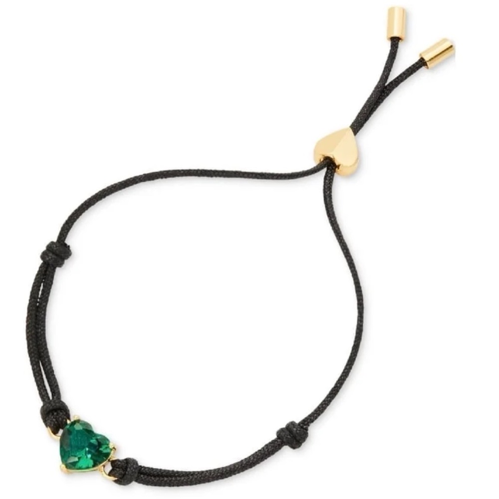 KATE SPADE  My Love Gold-Tone Heart Slider Bracelet Green